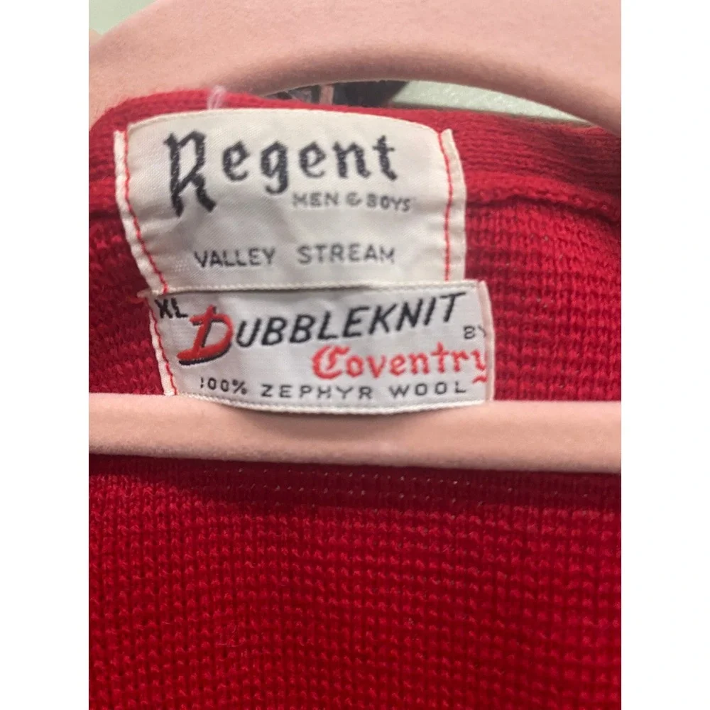 Vintage Regent Valley Stream Red Wool Sweater Vest Double Breasted XL Men